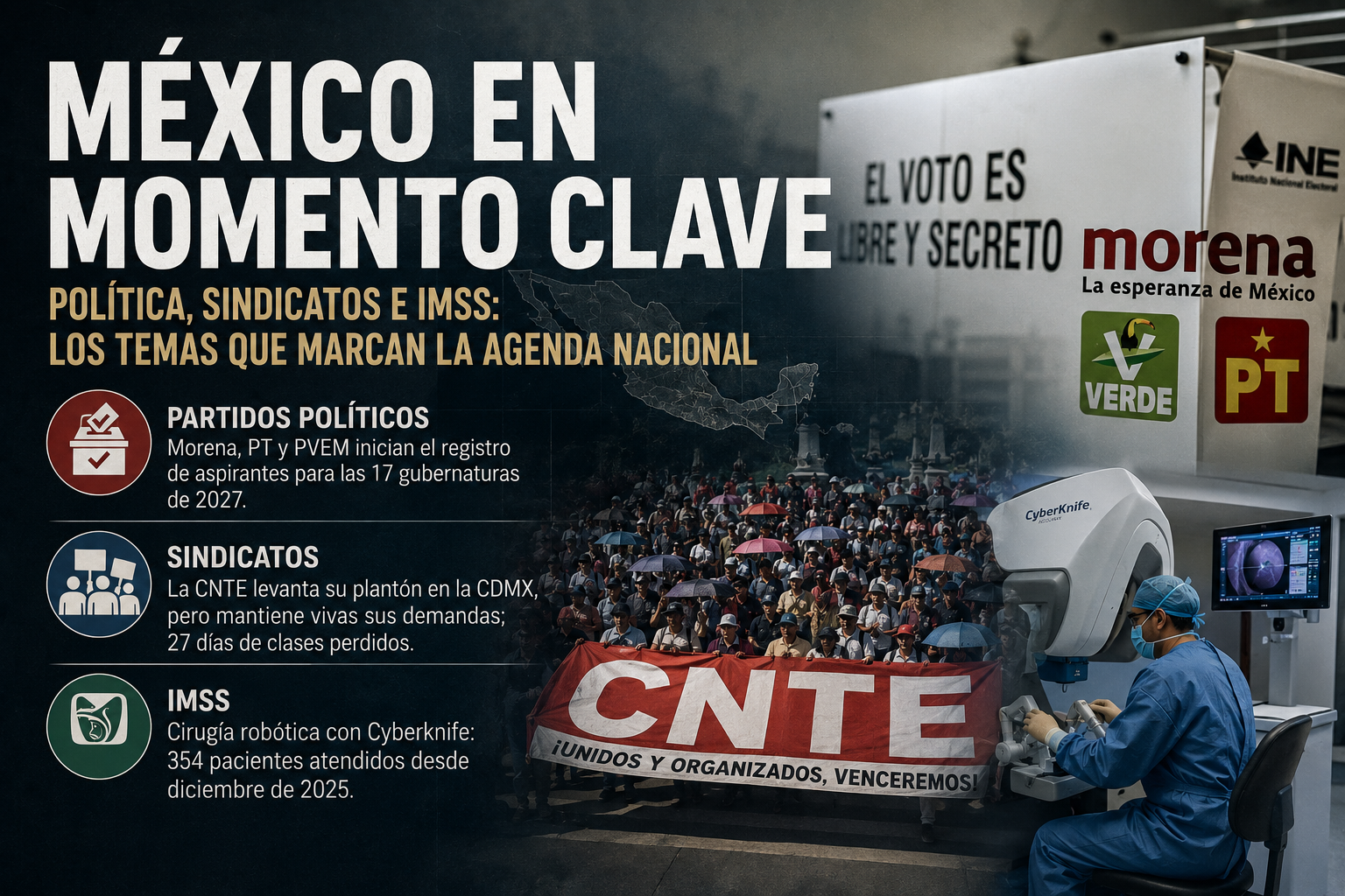 Morena prende motores rumbo a 2027, la CNTE se repliega y el IMSS presume tecnología médica de alto nivel